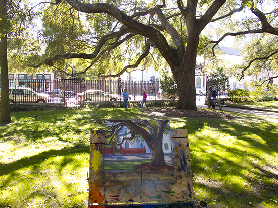 Photo of John Hulsey plein air painting in Charleston, SC